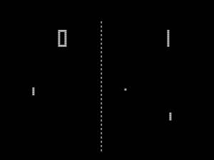 Screenshot del mítico juego Pong, que pasó de las arcades a los hogares en 1972.